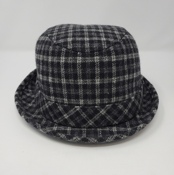 TARNISH BLACK GREY PLAID WOOL BLEND TRIBLY FEDORA HAT WOMEN OS - Picture 7 of 11